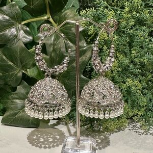 & Other Stories Silver and White Jhumka Earrings
